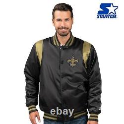 New Orleans Saints Starter The Prime Vintage Full Snap Satin Jacket Black