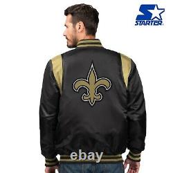 New Orleans Saints Starter The Prime Vintage Full Snap Satin Jacket Black