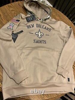 New Orleans Saints Tan Men's Nike 2019 Salute to Service Sideline Hoodie, XL NWT