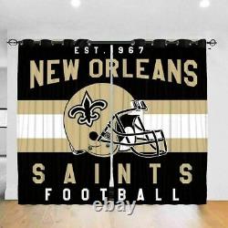 New Orleans Saints Thermal Blackout Curtains 2 Panel Bedroom Window Drapes Gift