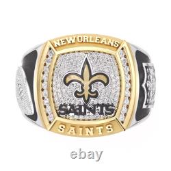 New Orleans Saints True Fan 1/2CT Diamond Two-Tone Yellow Gold & 925 Silver Ring