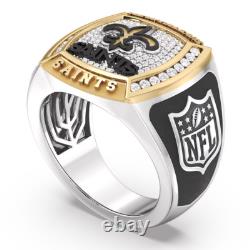 New Orleans Saints True Fan 1/2CT Diamond Two-Tone Yellow Gold & 925 Silver Ring