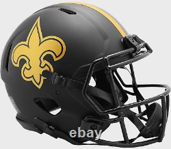 New Orleans Saints Unsigned Eclipse Black Authentic Full Size Riddell Helmet
