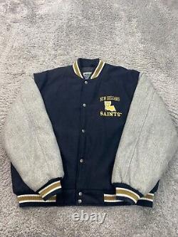 New Orleans Saints Varsity Jacket Mens XL RARE Logo Athletic Letterman Coat Vtg