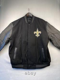 New Orleans Saints Wool & Leather Reversible Jacket With Embroidered Logos NWT