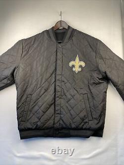 New Orleans Saints Wool & Leather Reversible Jacket With Embroidered Logos NWT