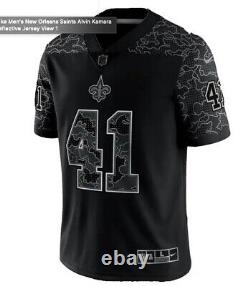 Nike Men's New Orleans Saints Alvin Kamara Reflective Jersey Black NWT