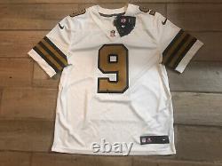 Nike New Orleans Saints Drew Brees #9 Stitched Sewn Jersey White Gold Sz XL $150