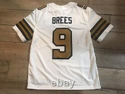 Nike New Orleans Saints Drew Brees #9 Stitched Sewn Jersey White Gold Sz XL $150