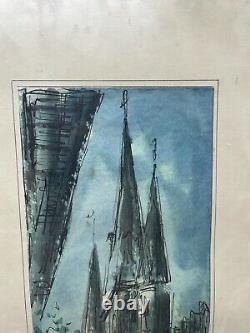 PAIR OF TOM LANE New Orleans WATERCOLOR SIGNED ANTOINE'S ST JOHNS CATHEDRAL