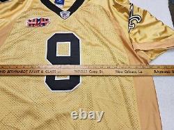 Reebok Authentic Gold Drew Brees New Orleans Saints Super Bowl Jersey Sz 56