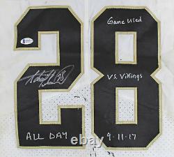 Saints Adrian Peterson 3x Insc Signed Game Used White Nike Jersey BAS Witnessed