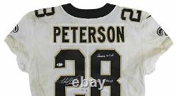 Saints Adrian Peterson 3x Insc Signed Game Used White Nike Jersey BAS Witnessed