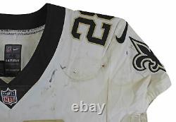 Saints Adrian Peterson 3x Insc Signed Game Used White Nike Jersey BAS Witnessed