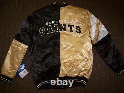 Saints Jacket New Orleans NFL STARTER Snap Down 50/50 GOLD/BLACK LARGE