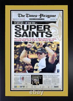 Set of 2 New Orleans Saints NFC / Super Bowl Championship Photos Matted & Framed