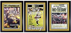 Set of 3 New Orleans Saints NFC / Super Bowl & Parade Prints Matted & Framed