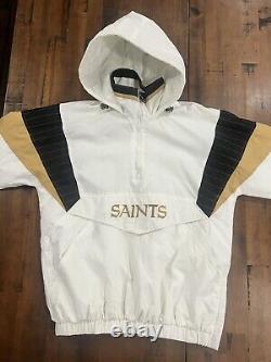 Starter New Orleans Saints Thursday Night Light Half Snap Zip Jacket Sz M White