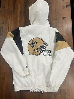 Starter New Orleans Saints Thursday Night Light Half Snap Zip Jacket Sz M White