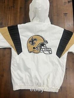 Starter New Orleans Saints Thursday Night Light Half Snap Zip Jacket Sz M White