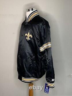 Starter Vintage New Orleans Saints NFL Jacket Satin Bomber Zip Black XXL NWT