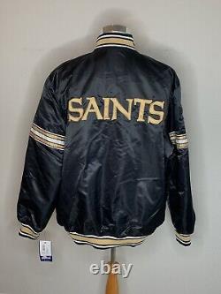 Starter Vintage New Orleans Saints NFL Jacket Satin Bomber Zip Black XXL NWT