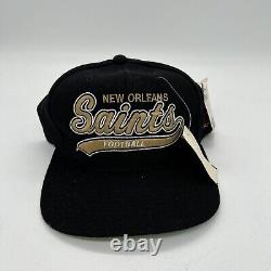 Starter Vintage New Orleans Saints NFL Tail Sweep Black Wool Snakback Hat NWT