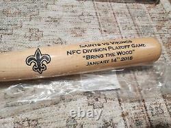 Team issue New Orleans Saints Bring The Wood Baseball Bat Saints vs Vikings