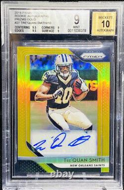 Tre'Quan Smith 2018 Panini Prizm GOLD Rookie RC AUTO 2/10 BGS 9 POP 1