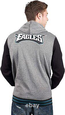 Ultra Game NFL Men's Full Zip Soft Fleece Hoodie Letterman Varsity Jacket