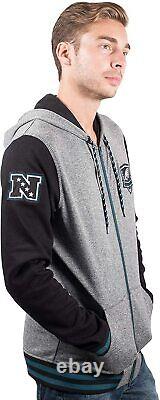 Ultra Game NFL Men's Full Zip Soft Fleece Hoodie Letterman Varsity Jacket