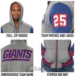 Ultra Game NFL Men's Full Zip Soft Fleece Hoodie Letterman Varsity Jacket