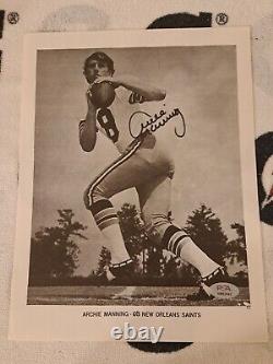 VINTAGE Archie Manning NEW ORLEANS SAINTS SIGNED 8X10 PRESS PROMO PHOTO PSA DNA