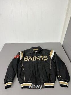 VTG New Orleans Saints Jacket M Embroidered NFL Super Bowl Champions Leather Men