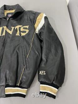 VTG New Orleans Saints Jacket M Embroidered NFL Super Bowl Champions Leather Men