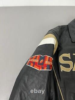 VTG New Orleans Saints Jacket M Embroidered NFL Super Bowl Champions Leather Men