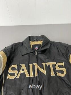 VTG New Orleans Saints Jacket M Embroidered NFL Super Bowl Champions Leather Men