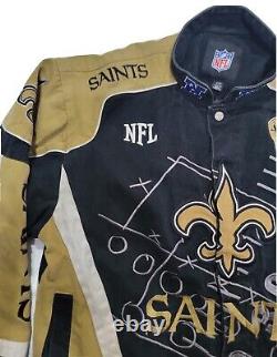 VTG New Orleans Saints Official NFL Size S Denim Team Jacket Spellout Big Logo