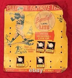 Vintage 1950's Philadelphia Phillies Baseball Lapel Light Pin Store Display Old