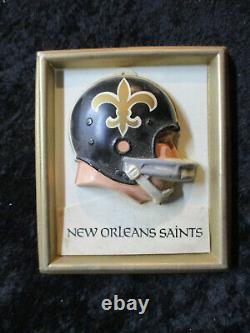 Vintage 1969 New Orleans Saints NFL Technigraph MINI Football Helmet Wall Plaque