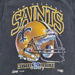 Vintage 1992 NFL New-Orleans Saints Shirt Womens M 18x26 Single-Stitch Black USA