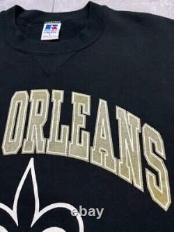 Vintage 80s Russell Athletic New Orleans Saints Black Sweatshirt Size L MEN USA