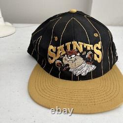 Vintage 90s New Orleans Saints Snapback Hat Taz SnapBack Looney tunes