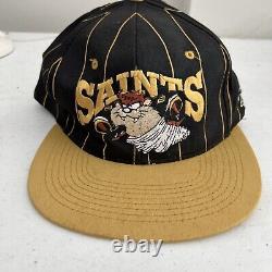 Vintage 90s New Orleans Saints Snapback Hat Taz SnapBack Looney tunes