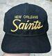Vintage 90s New Orleans Saints Sports Specialties Script Black Wool Snapback Hat