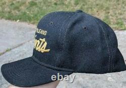 Vintage 90s New Orleans saints Sports Specialties Script black Wool Snapback Hat