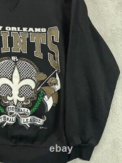 Vintage 90s RARE NFL New Orleans Saints 1992 Sweatshirt Large Black Crew