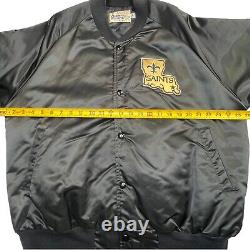 Vintage CHALK LINE BLACK SATIN Bomber Jacket NEW ORLEANS SAINTS Football NFL XL