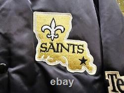 Vintage CHALK LINE BLACK SATIN Bomber Jacket NEW ORLEANS SAINTS Football NFL XL