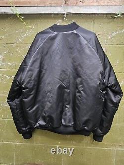 Vintage CHALK LINE BLACK SATIN Bomber Jacket NEW ORLEANS SAINTS Football NFL XL